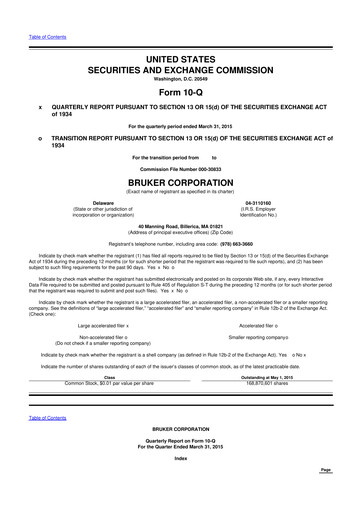 Thumbnail Bruker 10-Q Quarterly Report FY2015 