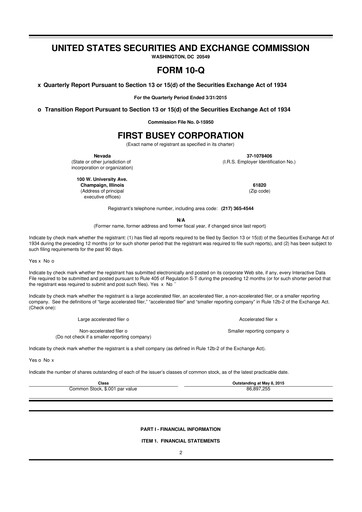 Thumbnail First Busey 10-Q Quarterly Report FY2015 