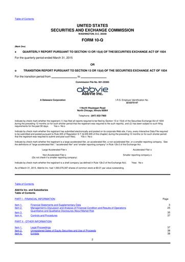 Thumbnail AbbVie 10-Q Quarterly Report FY2015 