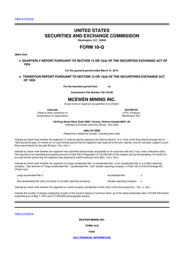 Thumbnail McEwen Mining 10-Q Quarterly Report FY2015 