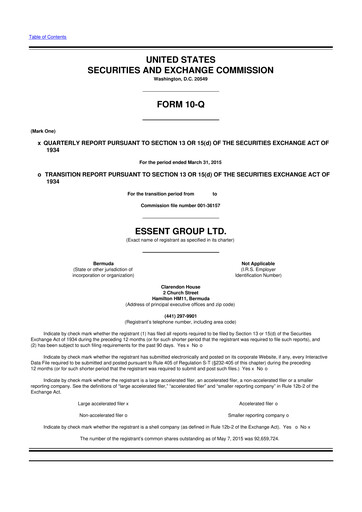 Thumbnail Essent Group 10-Q Quarterly Report FY2015 