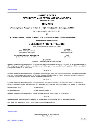 Thumbnail One Liberty Properties 10-Q Quarterly Report FY2015 