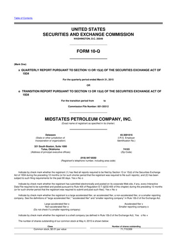 Miniature Amplify Energy
 10-Q Rapport trimestriel 2015 