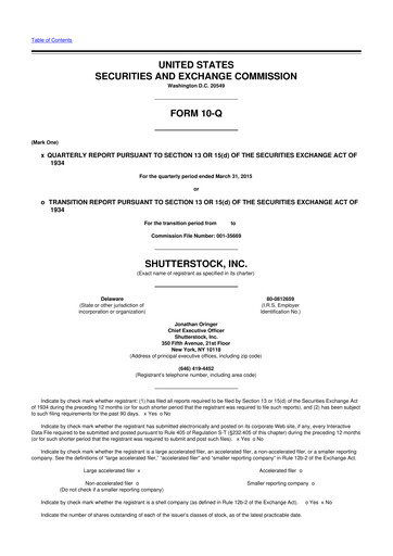 Thumbnail Shutterstock 10-Q Quarterly Report FY2015 