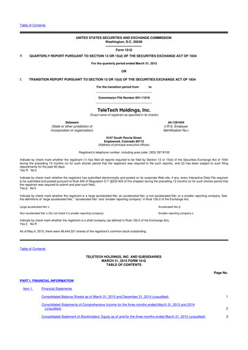 Thumbnail TTEC 10-Q Quarterly Report FY2015 