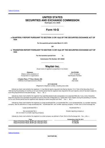 Vorschaubild Wayfair 10-Q Quartalsbericht 2015 
