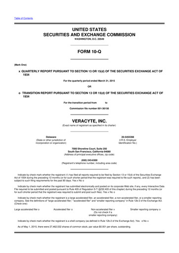 Thumbnail Veracyte 10-Q Quarterly Report FY2015 