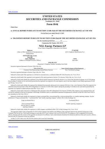 Thumbnail NGL Energy Partners
 10-K Annual Report 2015