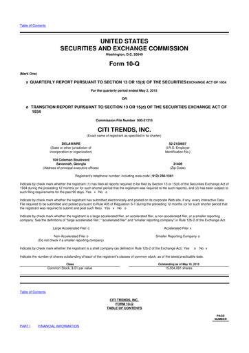Vorschaubild Citi Trends, Inc. 10-Q Quartalsbericht  