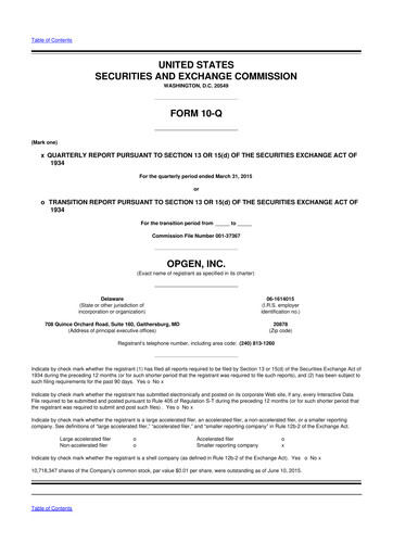 Thumbnail OpGen
 10-Q Quarterly Report FY2015 
