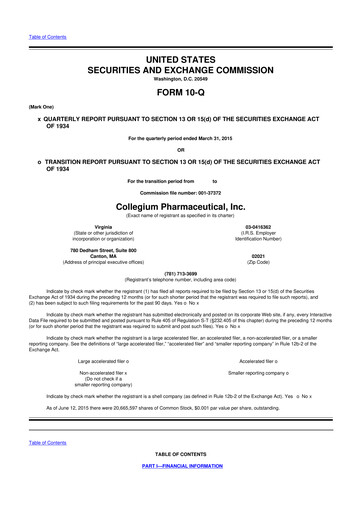 Thumbnail Collegium Pharmaceutical
 10-Q Quarterly Report FY 