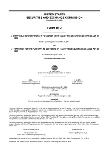 Miniature Kroger 10-Q Rapport trimestriel 2015 