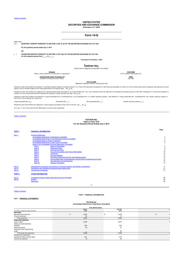 Miniature Textron 10-Q Rapport trimestriel 2015 