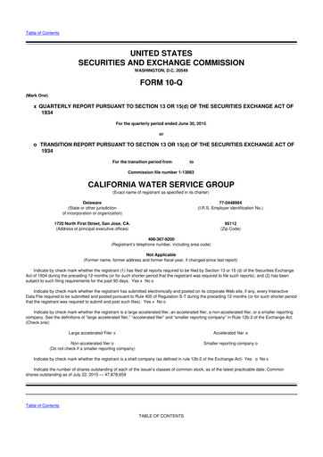 Thumbnail California Water Service Group 10-Q Quarterly Report FY2015 