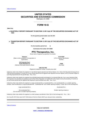 Thumbnail PTC Therapeutics
 10-Q Quarterly Report FY2015 