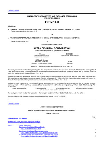 Miniature Avery Dennison
 10-Q Rapport trimestriel 2015 