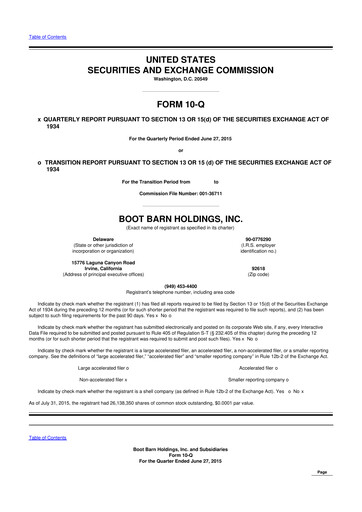 Thumbnail Boot Barn Holdings
 10-Q Quarterly Report FY2016 