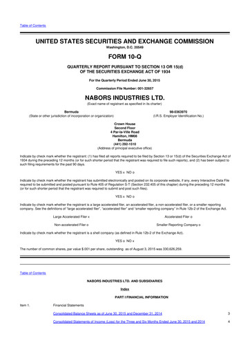 Miniature Nabors Industries
 10-Q Rapport trimestriel 2015 