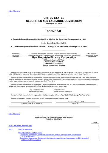 Thumbnail New Mountain Finance Corporation 10-Q Quarterly Report FY 