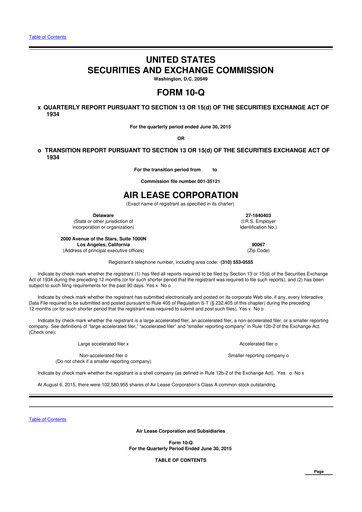 Thumbnail Air Lease Corporation
 10-Q Quarterly Report FY2015 