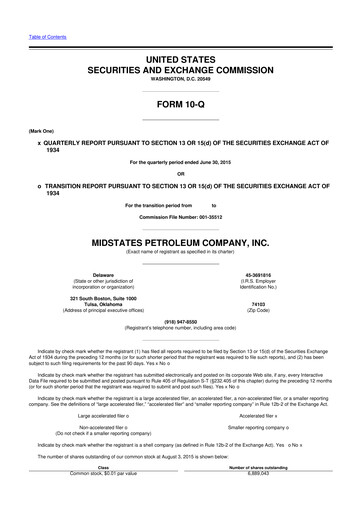 Miniature Amplify Energy
 10-Q Rapport trimestriel 2015 