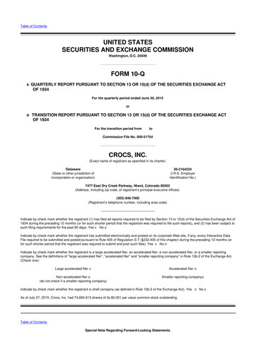 Miniature Crocs 10-Q Rapport trimestriel 2015 