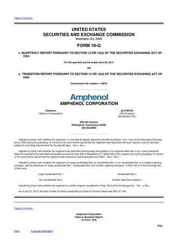 Thumbnail Amphenol 10-Q Quarterly Report FY2015 