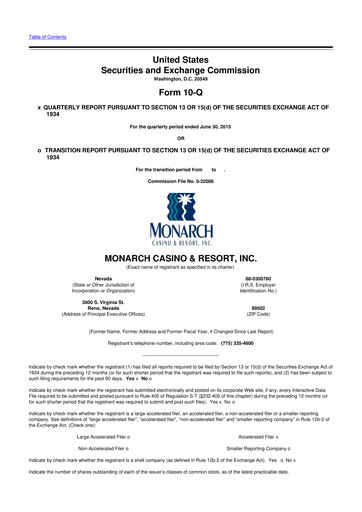 Thumbnail Monarch Casino & Resort 10-Q Quarterly Report FY2015 