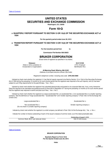 Thumbnail Bruker 10-Q Quarterly Report FY2015 