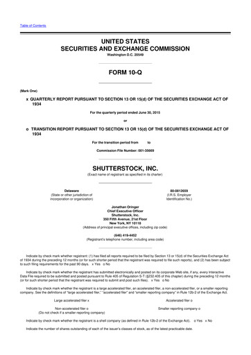 Thumbnail Shutterstock 10-Q Quarterly Report FY2015 
