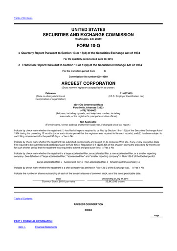 Thumbnail ArcBest 10-Q Quarterly Report FY2015 