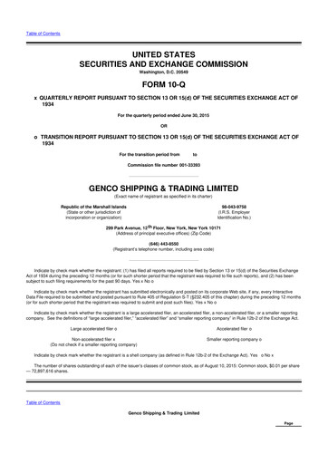 Vorschaubild Genco Shipping & Trading 10-Q Quartalsbericht 2015 