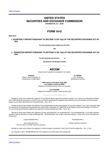 Thumbnail AECOM 10-Q Quarterly Report FY2015 