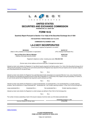 Thumbnail La-Z-Boy
 10-Q Quarterly Report FY2016 