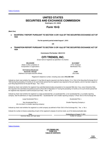 Vorschaubild Citi Trends, Inc. 10-Q Quartalsbericht  