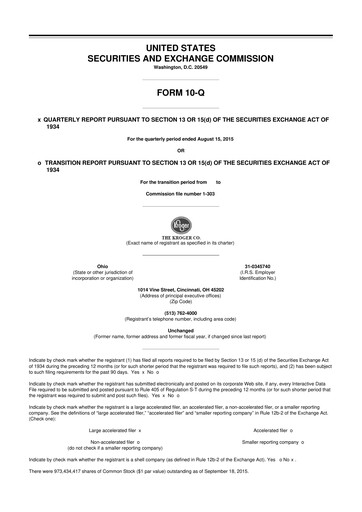 Miniature Kroger 10-Q Rapport trimestriel 2015 