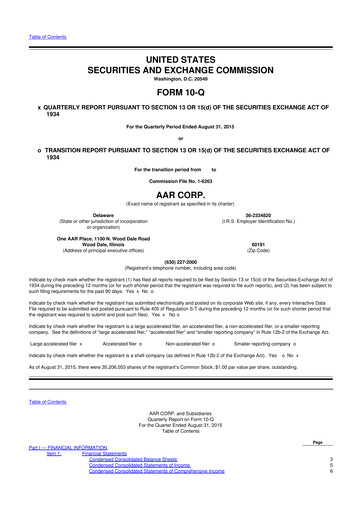 Thumbnail AAR 10-Q Quarterly Report FY2016 