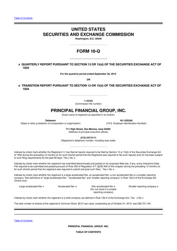 Thumbnail Principal Financial Group 10-Q Quarterly Report FY2015 