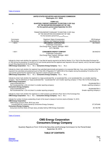 Miniature CMS Energy
 10-Q Rapport trimestriel 2015 