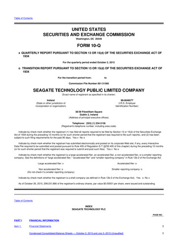 Thumbnail Seagate Technology 10-Q Quarterly Report FY2016 