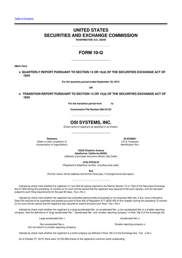 Thumbnail OSI Systems
 10-Q Quarterly Report FY2016 