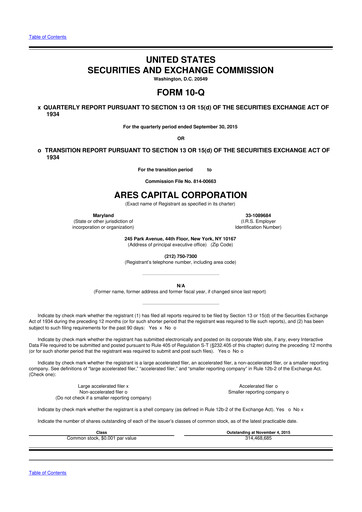 Thumbnail Ares Capital
 10-Q Quarterly Report FY 