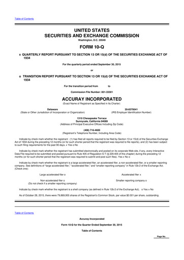 Miniature Accuray 10-Q Rapport trimestriel 2016 