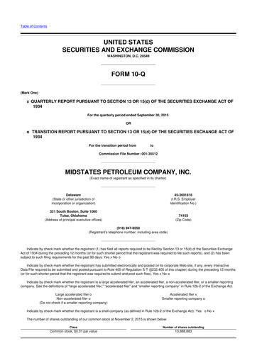 Miniature Amplify Energy
 10-Q Rapport trimestriel 2015 