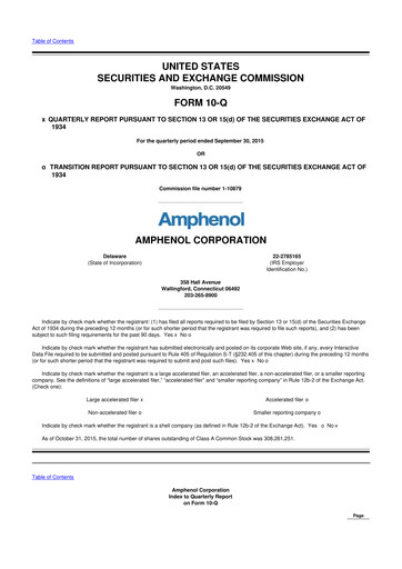 Thumbnail Amphenol 10-Q Quarterly Report FY2015 