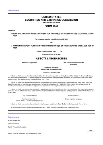 Thumbnail Abbott Laboratories 10-Q Quarterly Report FY2015 