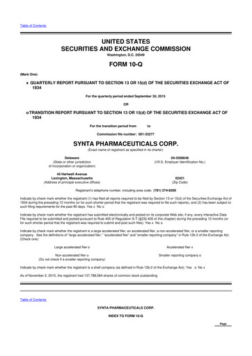 Thumbnail Madrigal Pharmaceuticals
 10-Q Quarterly Report FY2015 