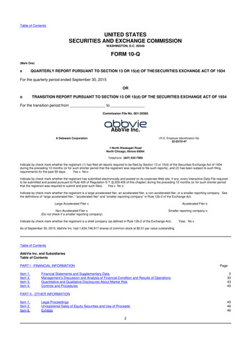 Thumbnail AbbVie 10-Q Quarterly Report FY2015 
