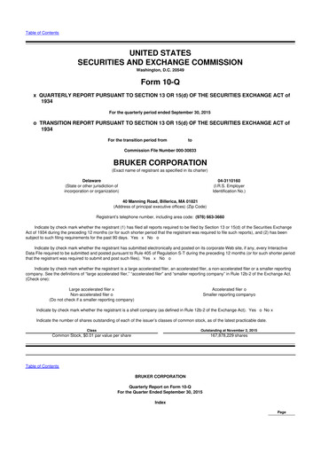 Thumbnail Bruker 10-Q Quarterly Report FY2015 