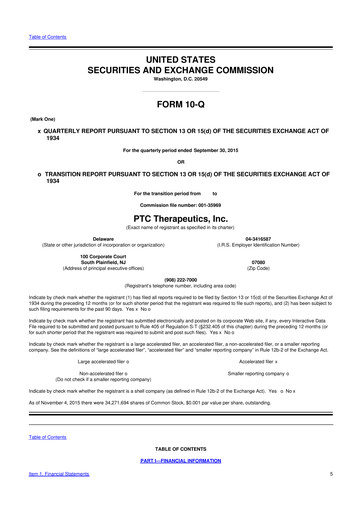 Thumbnail PTC Therapeutics
 10-Q Quarterly Report FY2015 